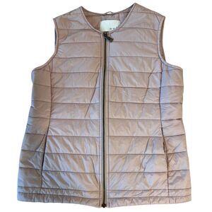 Oui Puffer Vest Womens Sz.‎ 4 Pink Lightweight Pockets Full Zip Outdoor Gorpcore